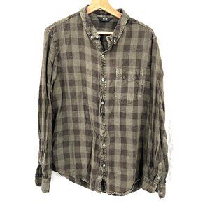 NEUW nieuwlands traat lightweight flannel green checkered shirt classic L Men's